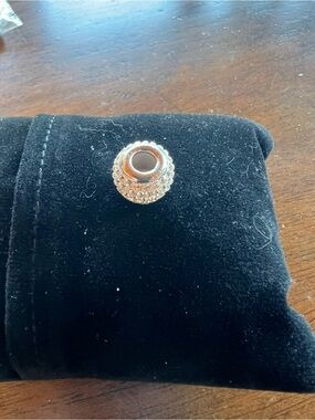 Pave Crystal Rondelle Bead - Silver Tone